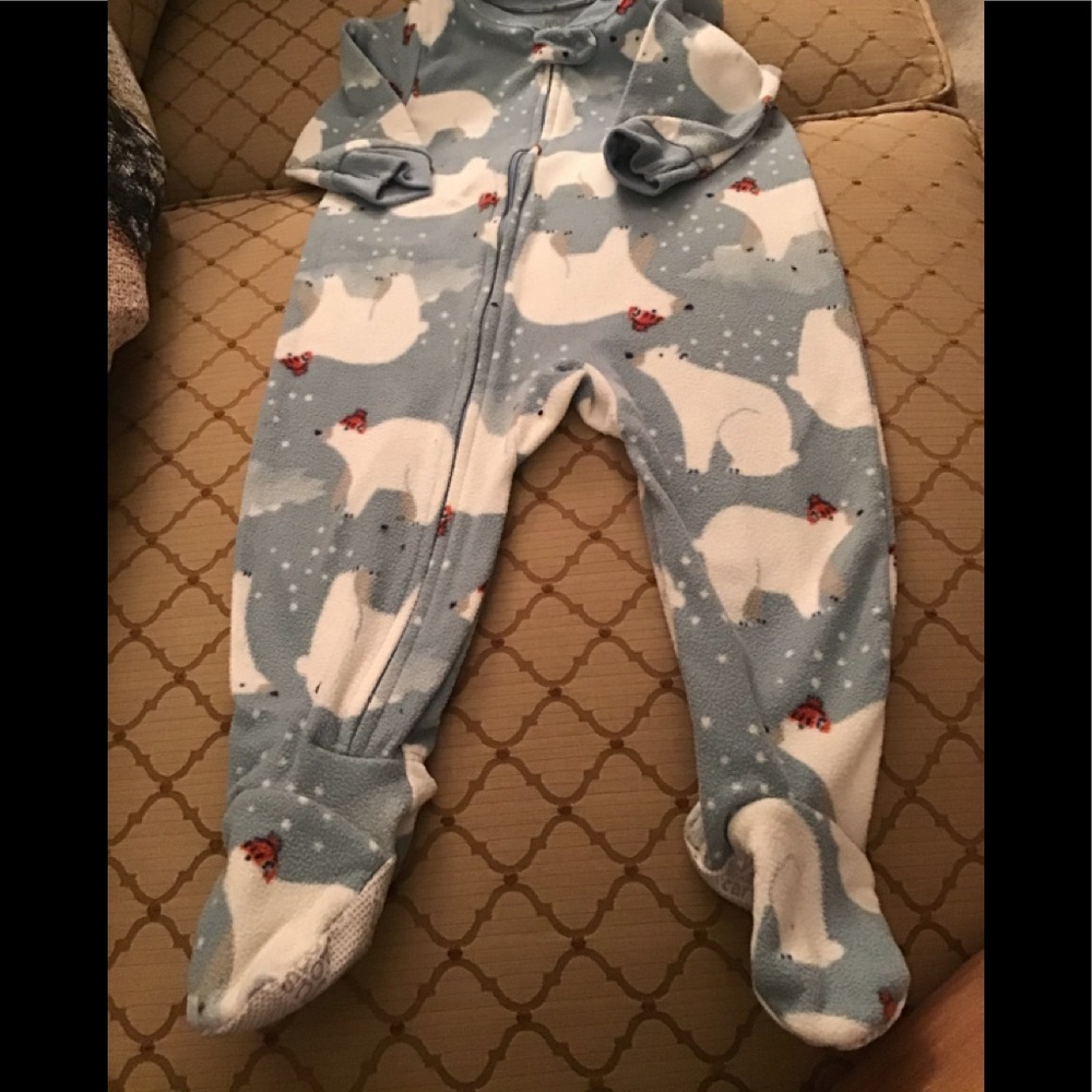 Just one you Carter onesie Polar bears zipper 12mo feet grips. Cute piece